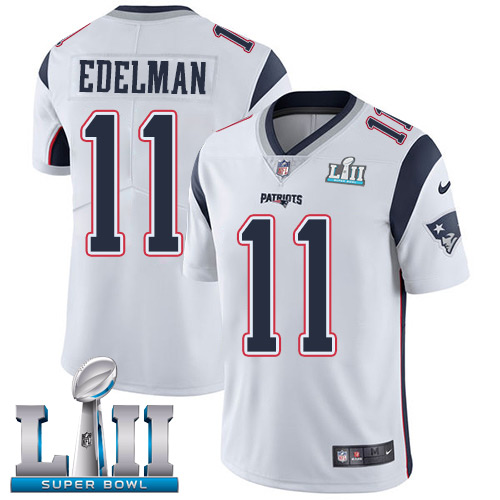 Men's Nike Patriots #11 Julian Edelman White Super Bowl LII Stitched NFL Vapor Untouchable Limited Jersey