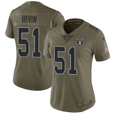 Nike Raiders #51 Bruce Irvin Olive Women's Stitched NFL Limited 2017 Salute to Service Jersey