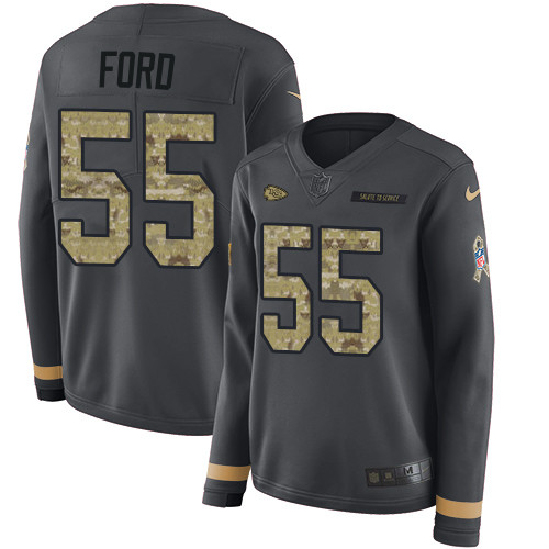 Nike Chiefs #55 Dee Ford Anthracite Salute to Service Women's Stitched Long Sleeve Jersey