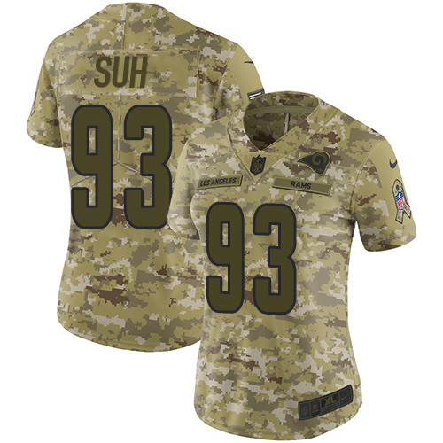 Nike Rams #93 Ndamukong Suh Camo Women's Stitched NFL Limited 2018 Salute to Service Jersey