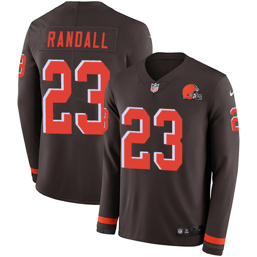 Nike Browns #23 Damarious Randall Brown Team Color Men's Stitched NFL Limited Therma Long Sleeve Jersey