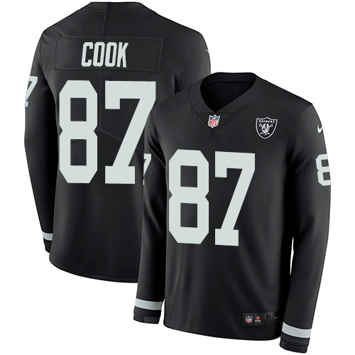 Nike Raiders #87 Jared Cook Black Team Color Men's Stitched NFL Limited Therma Long Sleeve Jersey