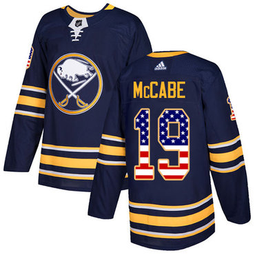 Adidas Sabres #19 Jake McCabe Navy Blue Home Authentic USA Flag Stitched NHL Jersey