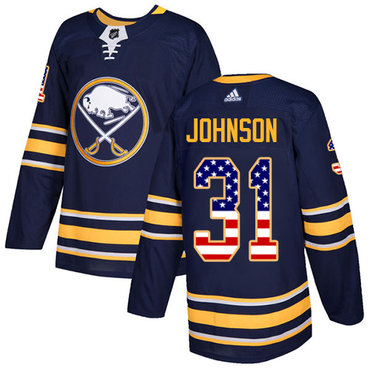 Adidas Sabres #31 Chad Johnson Navy Blue Home Authentic USA Flag Stitched NHL Jersey