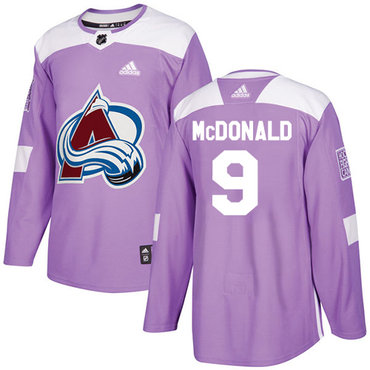 Adidas Avalanche #9 Lanny McDonald Purple Authentic Fights Cancer Stitched NHL Jersey