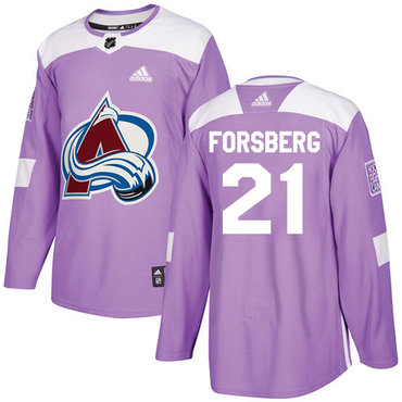 Adidas Avalanche #21 Peter Forsberg Purple Authentic Fights Cancer Stitched NHL Jersey