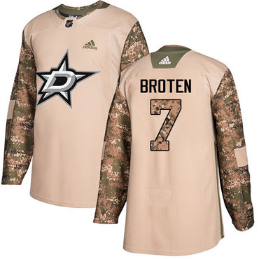 Adidas Stars #7 Neal Broten Camo Authentic 2017 Veterans Day Stitched NHL Jersey