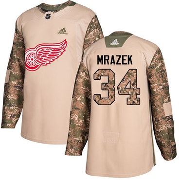 Adidas Red Wings #34 Petr Mrazek Camo Authentic 2017 Veterans Day Stitched NHL Jersey