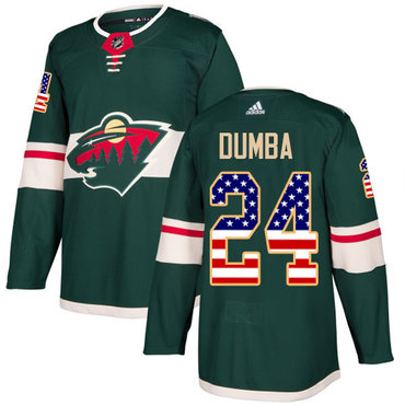 Adidas Wild #24 Matt Dumba Green Home Authentic USA Flag Stitched NHL Jersey