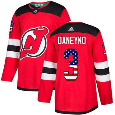 Adidas Devils #3 Ken Daneyko Red Home Authentic USA Flag Stitched NHL Jersey