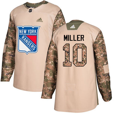 Adidas Rangers #10 J.T. Miller Camo Authentic 2017 Veterans Day Stitched NHL Jersey