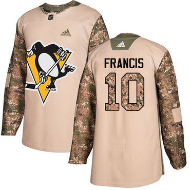 Adidas Penguins #10 Ron Francis Camo Authentic 2017 Veterans Day Stitched NHL Jersey