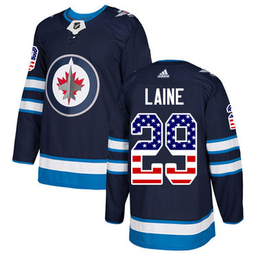 Adidas Jets #29 Patrik Laine Navy Blue Home Authentic USA Flag Stitched NHL Jersey