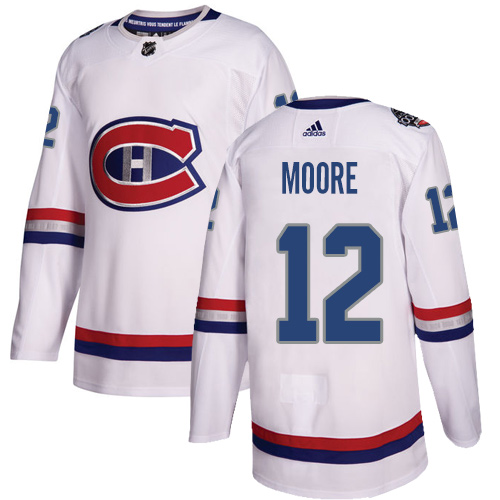 Adidas Canadiens #12 Dickie Moore White Authentic 2017 100 Classic Stitched NHL Jersey