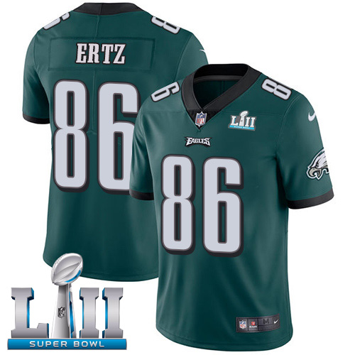 Youth Nike Philadelphia Eagles #86 Zach Ertz Midnight Green Team Color Super Bowl LII Stitched NFL Vapor Untouchable Limited Jersey