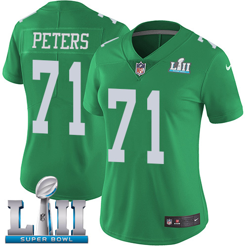 Women's Nike Philadelphia Eagles #71 Jason Peters Green Super Bowl LII Stitched NFL Limited Rush Jersey