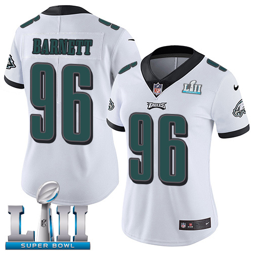 Women's Nike Philadelphia Eagles #96 Derek Barnett White Super Bowl LII Stitched NFL Vapor Untouchable Limited Jersey