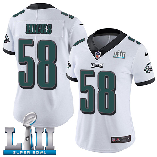 Women's Nike Philadelphia Eagles #58 Jordan Hicks White Super Bowl LII Stitched NFL Vapor Untouchable Limited Jersey