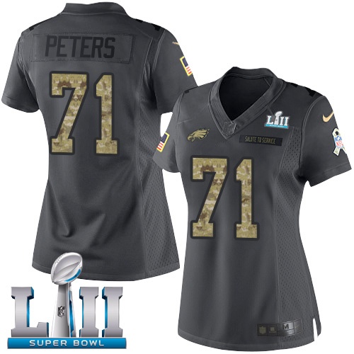 Women's Nike Philadelphia Eagles #71 Jason Peters Black Super Bowl LII Stitched NFL Limited 2016 Salute to Service Jersey