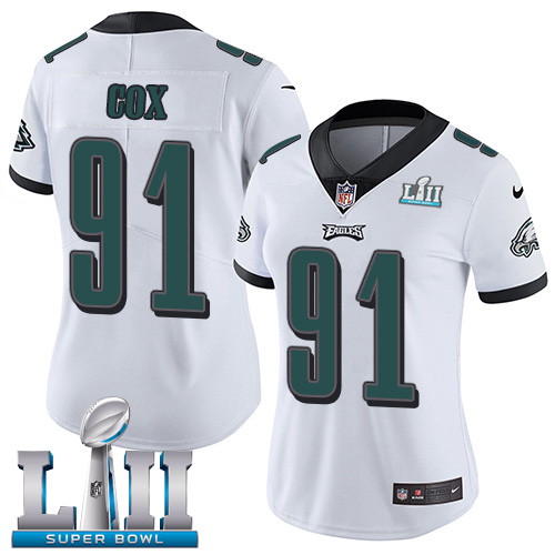 Women's Nike Philadelphia Eagles #91 Fletcher Cox White Super Bowl LII Stitched NFL Vapor Untouchable Limited Jersey