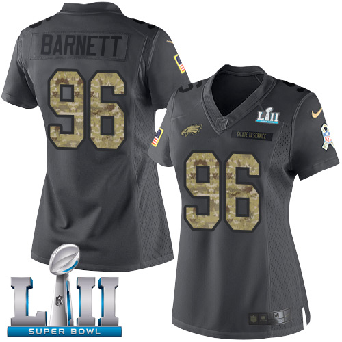 Women's Nike Philadelphia Eagles #96 Derek Barnett Black Super Bowl LII Stitched NFL Limited 2016 Salute to Service Jersey