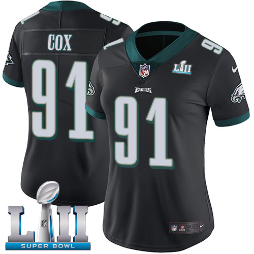 Women's Nike Philadelphia Eagles #91 Fletcher Cox Black Alternate Super Bowl LII Stitched NFL Vapor Untouchable Limited Jersey