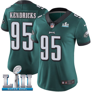 Women's Nike Philadelphia Eagles #95 Mychal Kendricks Midnight Green Team Color Super Bowl LII Stitched NFL Vapor Untouchable Limited Jersey