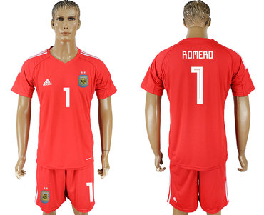 Argentina #1 ROMERO Red Goalkeeper 2018 FIFA World Cup Soccer Jersey