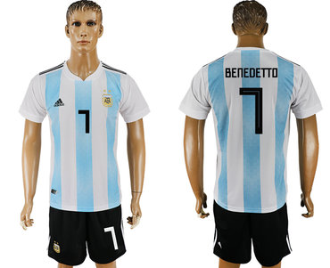 Argentina #7 BENEDETTO Home 2018 FIFA World Cup Soccer Jersey