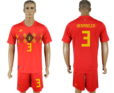 Belgium #3 VERMRELEN Home 2018 FIFA World Cup Soccer Jersey