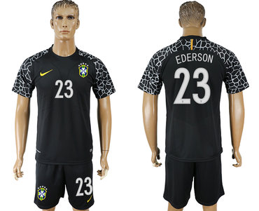 Brazil #23 EDERSON Black Goalkeeper 2018 FIFA World Cup Soccer Jersey