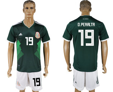 Mexico #19 D.PERALTA Home 2018 FIFA World Cup Soccer Jersey