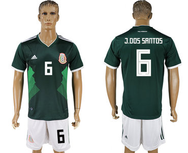 Mexico #6 J. DOS SANTOS Home 2018 FIFA World Cup Soccer Jersey