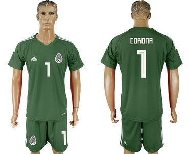 Mexico #1 CORONA Military Green Goalkeeper 2018 FIFA World Cup Soccer Jersey