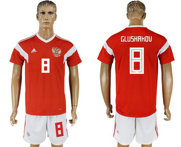 Russia #8 GLUSHAKOV Home 2018 FIFA World Cup Soccer Jersey