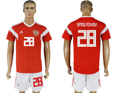 Russia #28 SMOLNIKOV Home 2018 FIFA World Cup Soccer Jersey