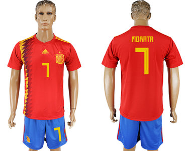 Spain #7 MORATA Home 2018 FIFA World Cup Soccer Jersey