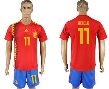 Spain #11 VITOLO Home 2018 FIFA World Cup Soccer Jersey