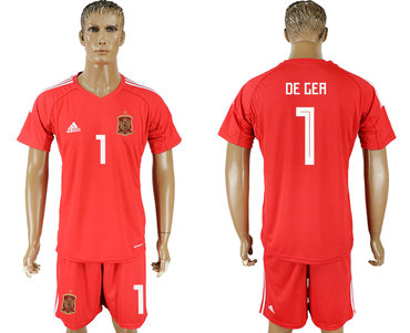 Spain #1 DE GEA Red Goalkeeper 2018 FIFA World Cup Soccer Jersey