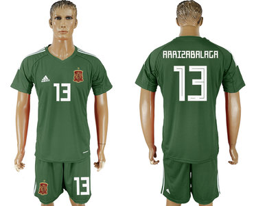 Spain #13 ARRIZABALAGA Military Green Goalkeeper 2018 FIFA World Cup Soccer Jersey