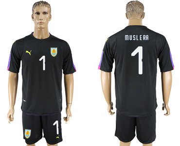 Uruguay #1 MUSLERA Black Goalkeeper 2018 FIFA World Cup Soccer Jersey