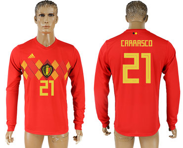 Belgium #21 CARRASCO Home 2018 FIFA World Cup Long Sleeve Thailand Soccer Jersey