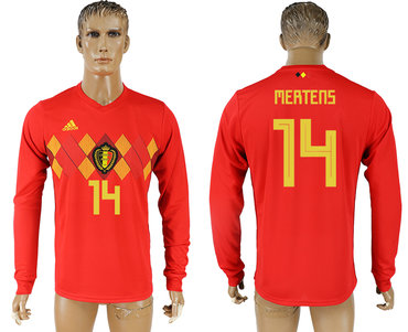 Belgium #14 MERTENS Home 2018 FIFA World Cup Long Sleeve Thailand Soccer Jersey