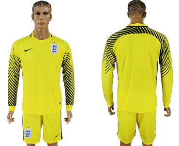 England Yellow Goalkeeper 2018 FIFA World Cup Long Sleeve Soccer Jersey