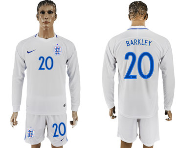 England #20 BARKLEY Goalkeeper Home 2018 FIFA World Cup Long Sleeve Soccer Jersey