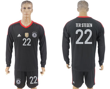 Germany #22 TER STEGEN Black Goalkeeper 2018 FIFA World Cup Long Sleeve Soccer Jersey