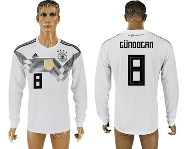 Germany #8 GUNDOGAN Home 2018 FIFA World Cup Long Sleeve Thailand Soccer Jersey