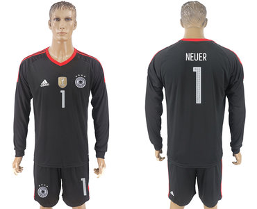 Germany #1 NEUER Black Goalkeeper 2018 FIFA World Cup Long Sleeve Soccer Jersey