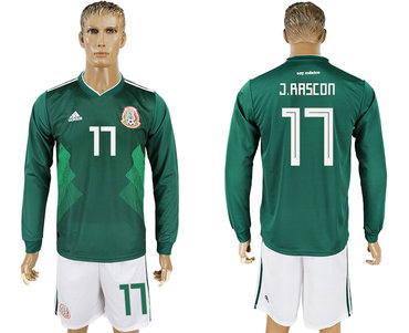 Mexico #17 J.RASCON Home 2018 FIFA World Cup Long Sleeve Soccer Jersey