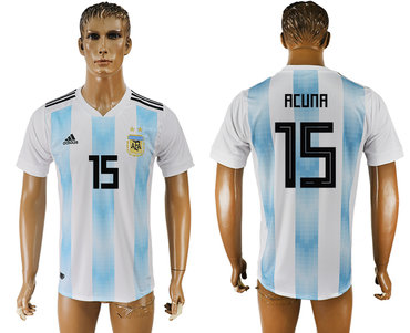 Argentina 15 ACUNA Home 2018 FIFA World Cup Thailand Soccer Jersey